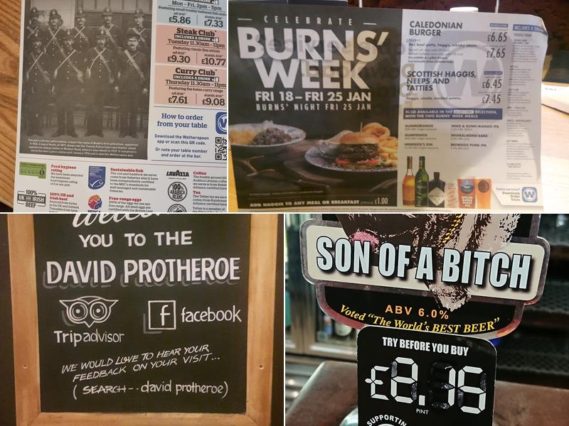The David Protheroe - JD Wetherspoon Menu