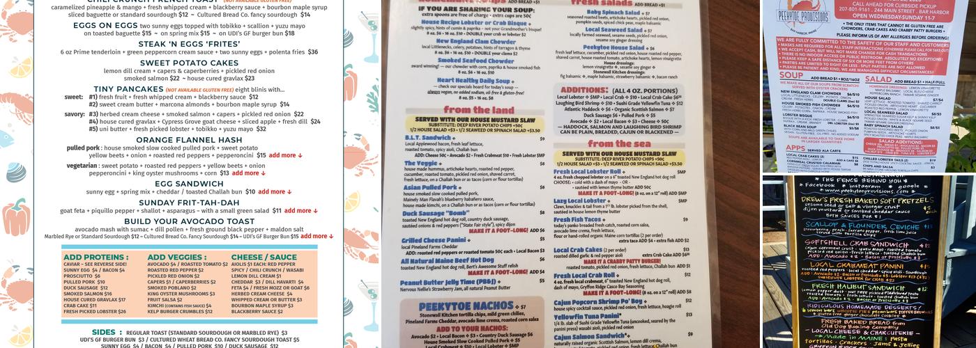 Peekytoe Provisions Menu