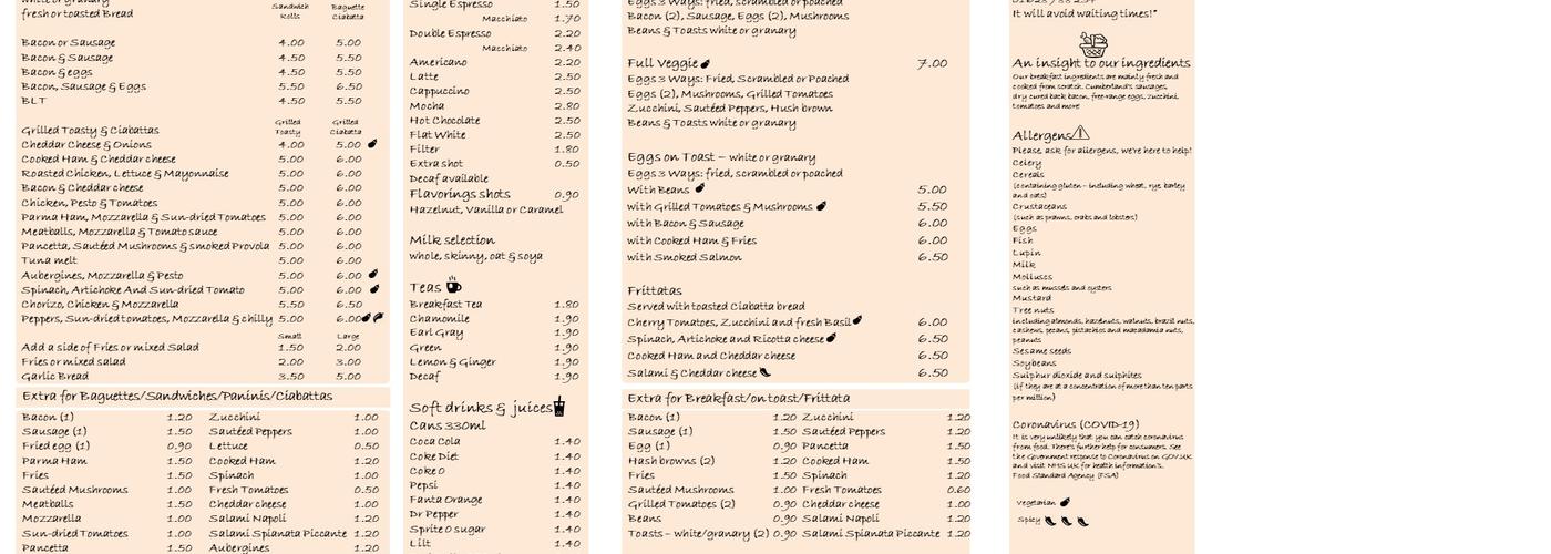 Palmieri's Menu