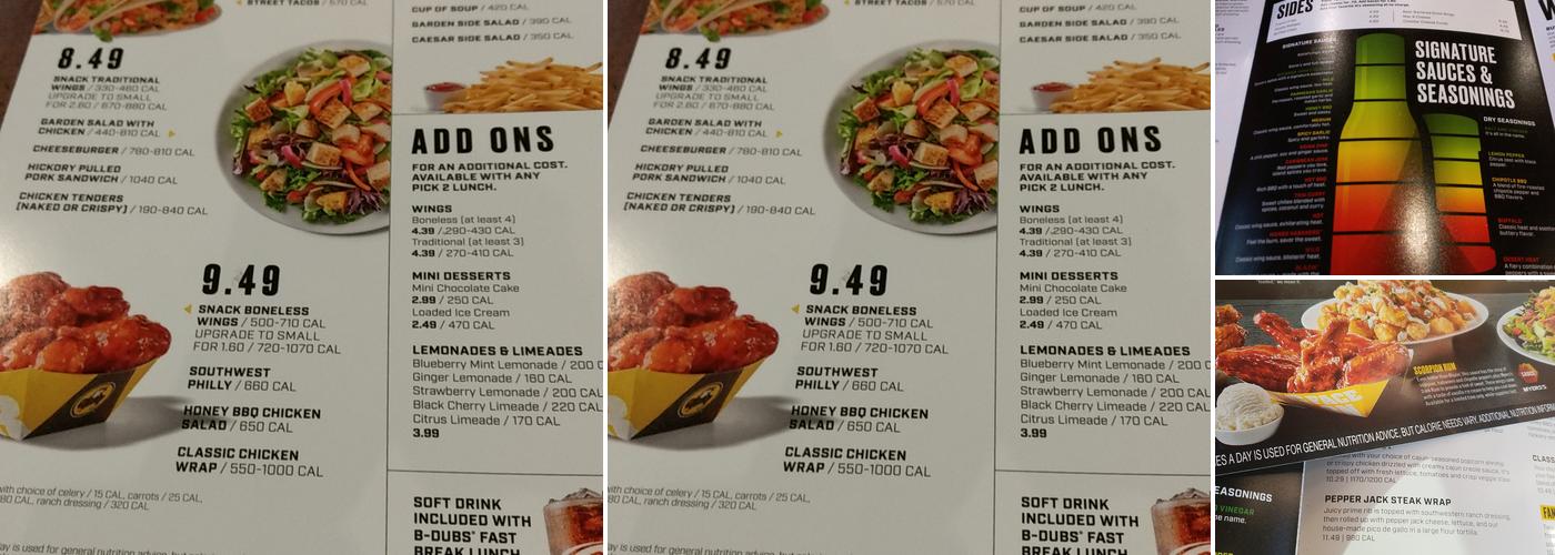 Buffalo Wild Wings Menu