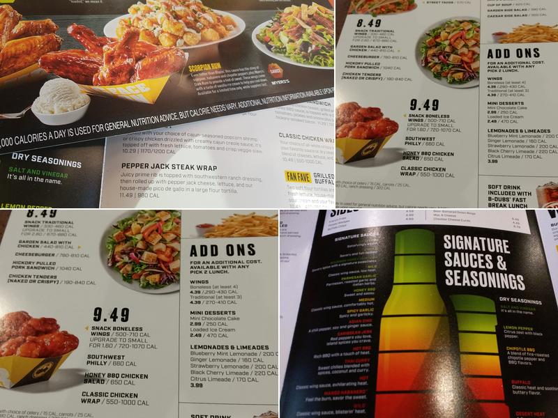 Buffalo Wild Wings Menu