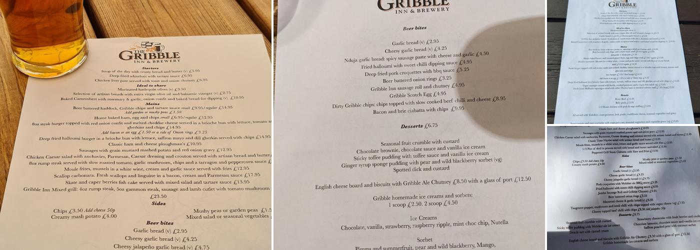 Gribble Inn Menu