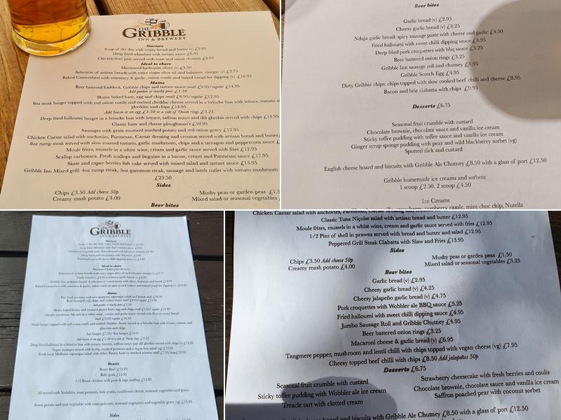 Gribble Inn Menu