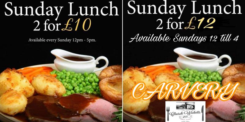 The Church Wicketts Menu