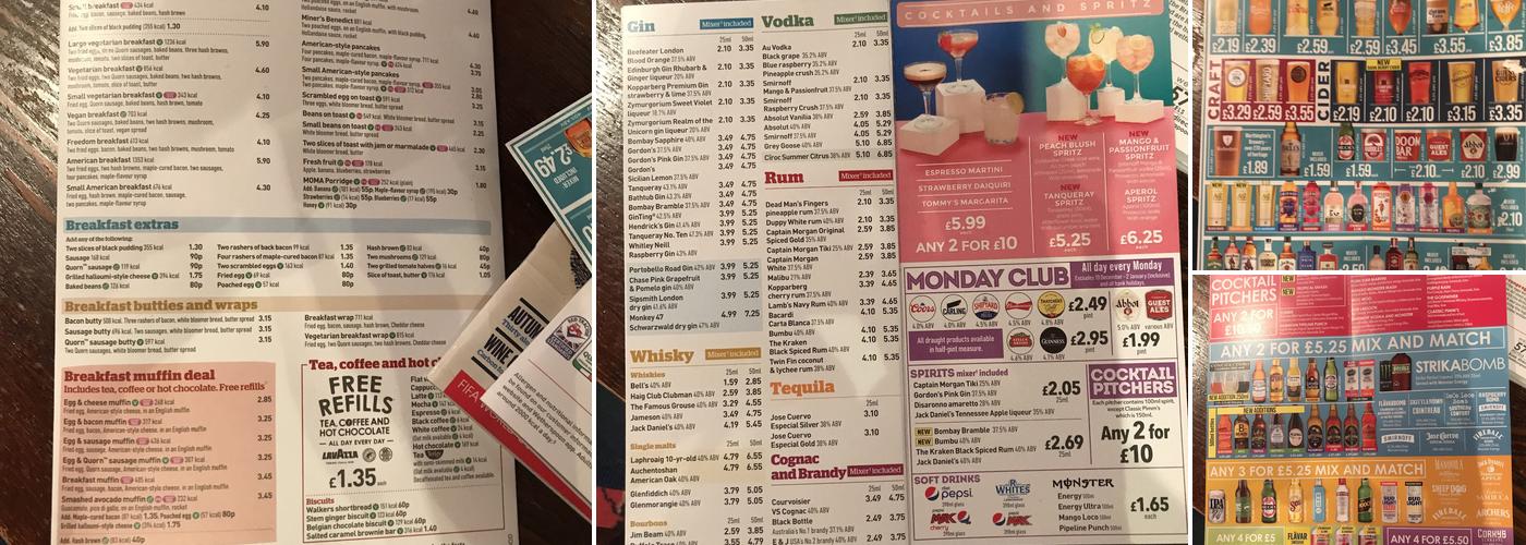 The Wrong Un Menu