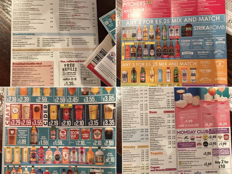 The Wrong Un Menu