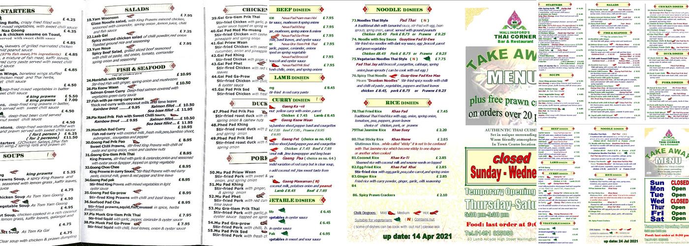 Thai Corner Menu