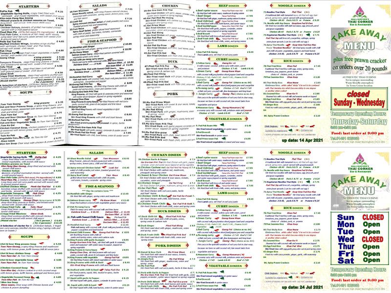 Thai Corner Menu
