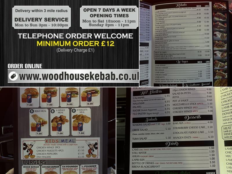 Woodhouse Kebab Menu