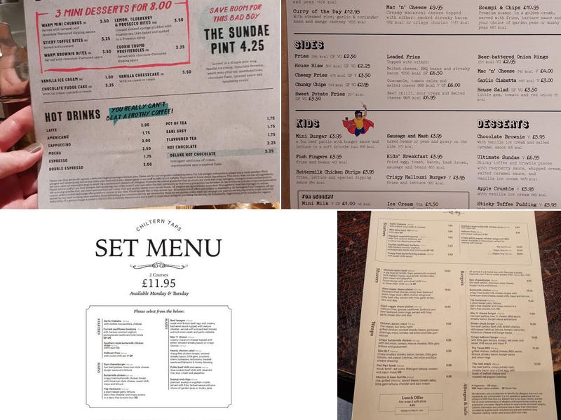 Chiltern Taps Menu