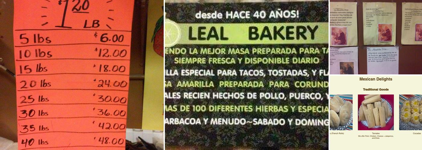 Leal Bakery Menu