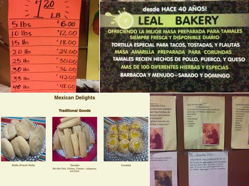Leal Bakery Menu
