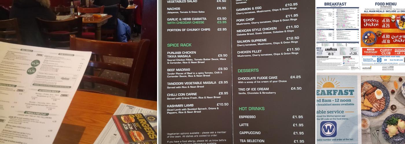 The Spread Eagle - JD Wetherspoon Menu