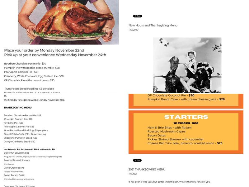 Ginger Corner Market Menu