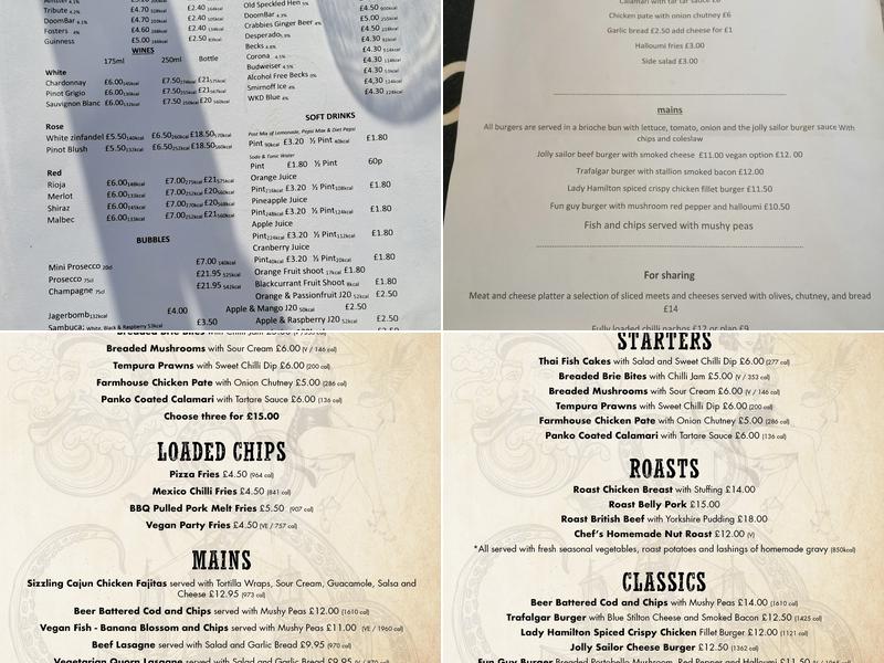 The Jolly Sailor Menu