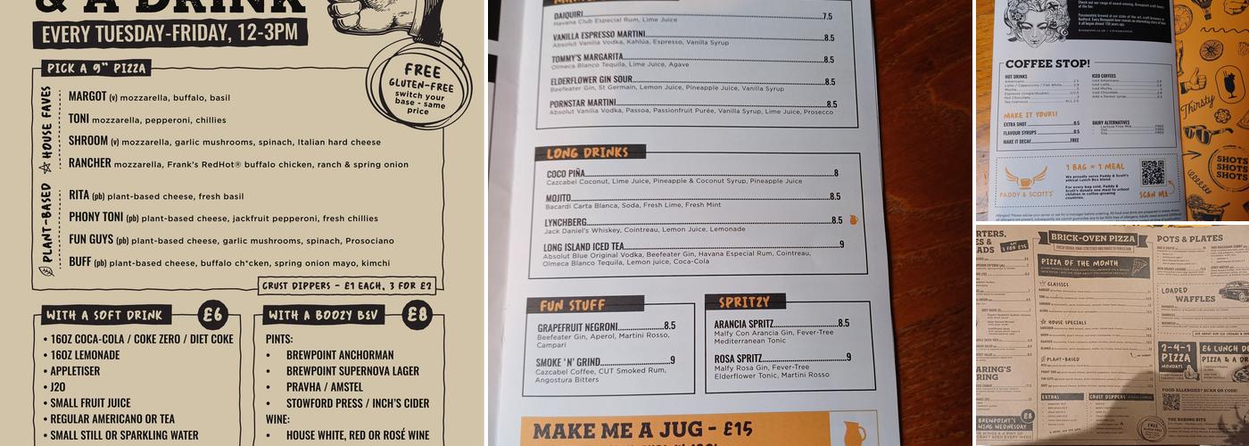 Jam Garden, Loughborough Menu