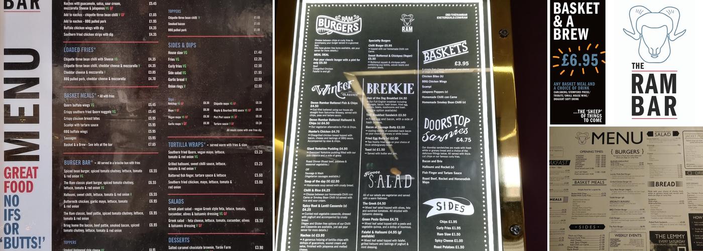 The Ram Bar Menu