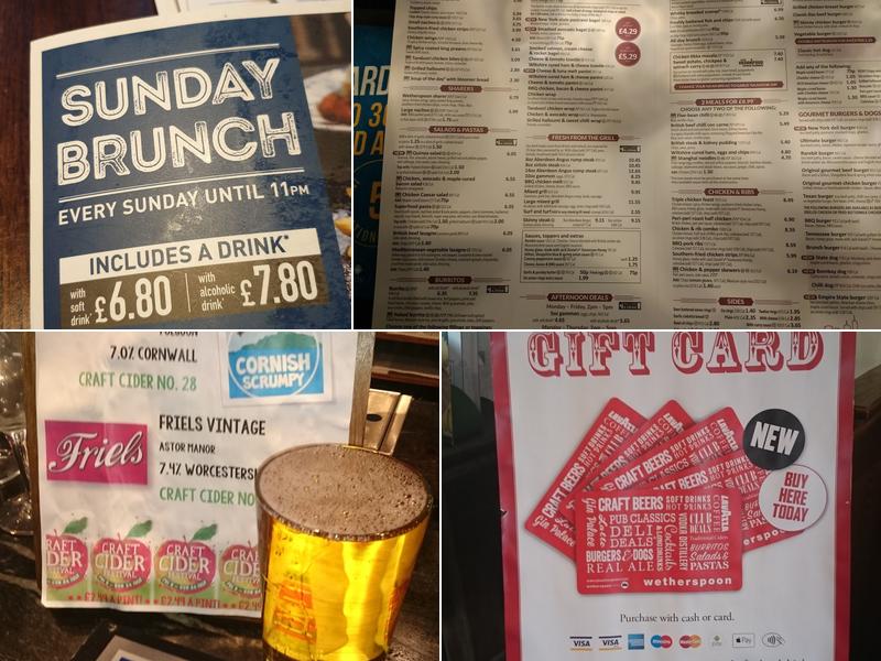 The Stannary Court - JD Wetherspoon Menu