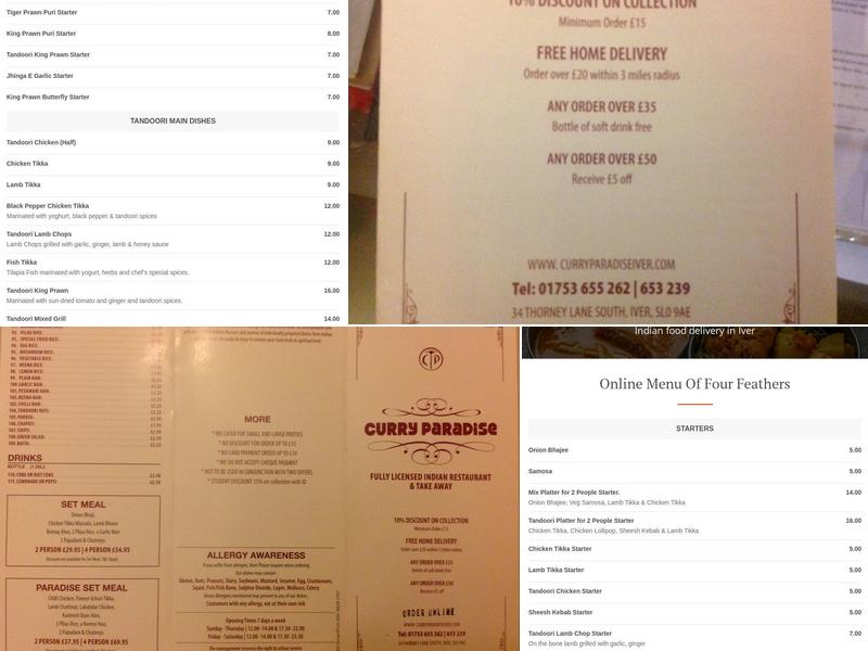 Four Feathers Menu
