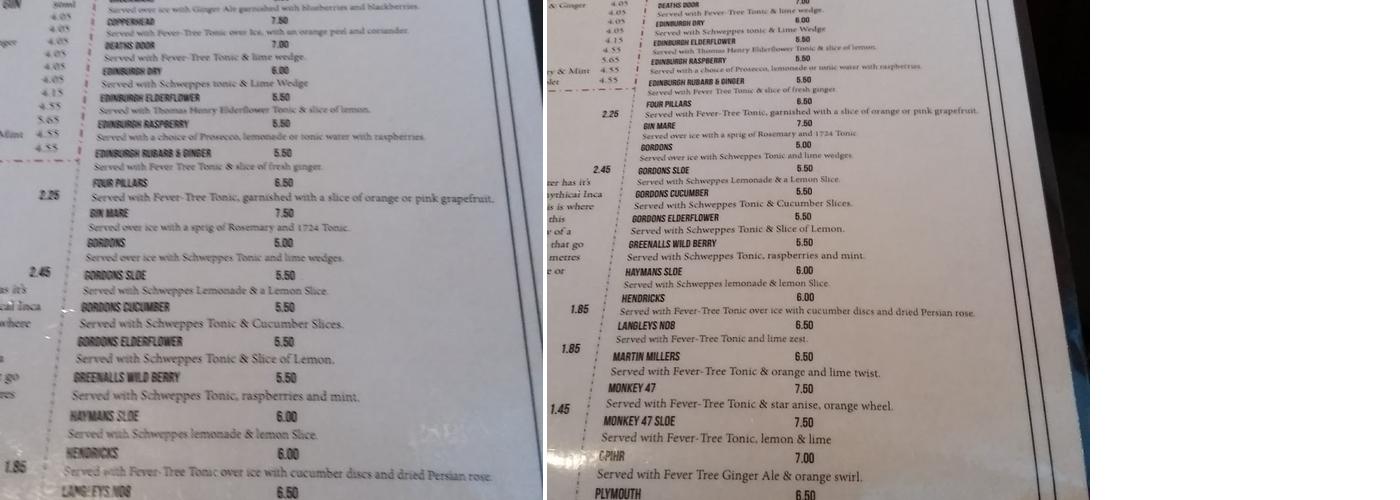 Prince Of Brewers Menu
