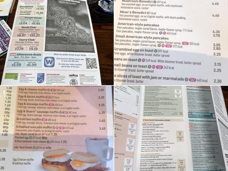 The Rawson Spring - JD Wetherspoon Menu