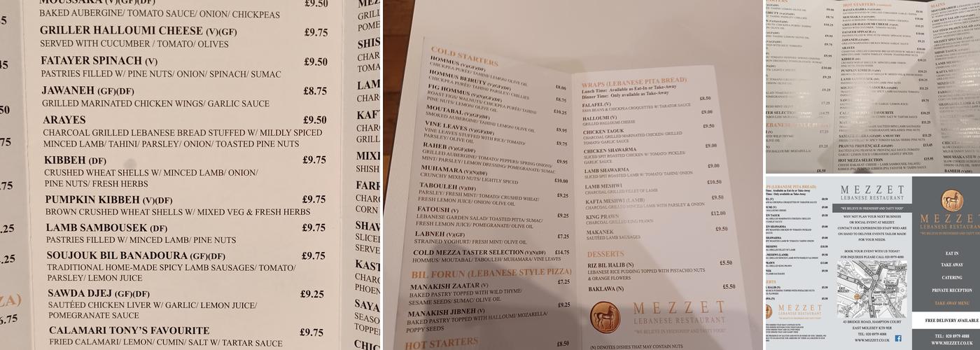 Mezzet Restaurant Menu