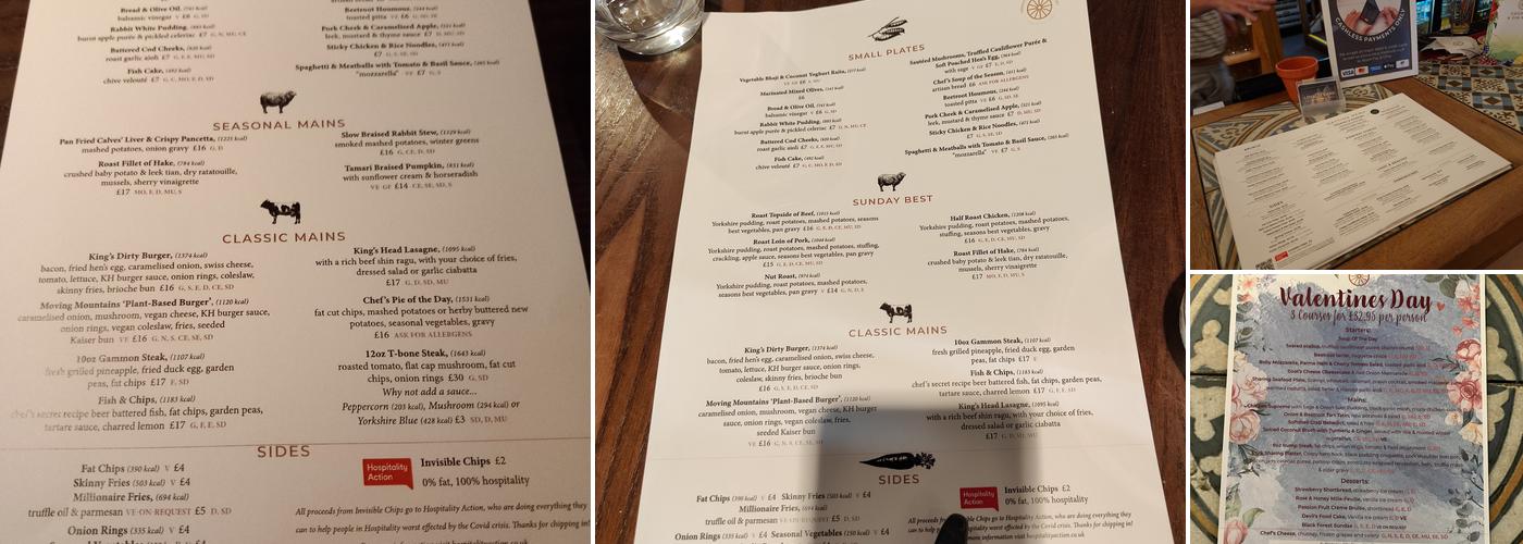 The Kings Head Hotel Menu