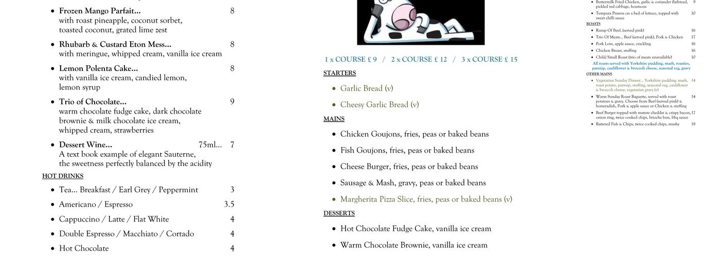The Heifer Menu