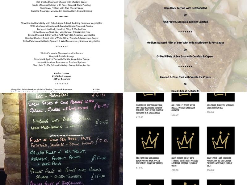 The Queen's Head, Finghall Menu