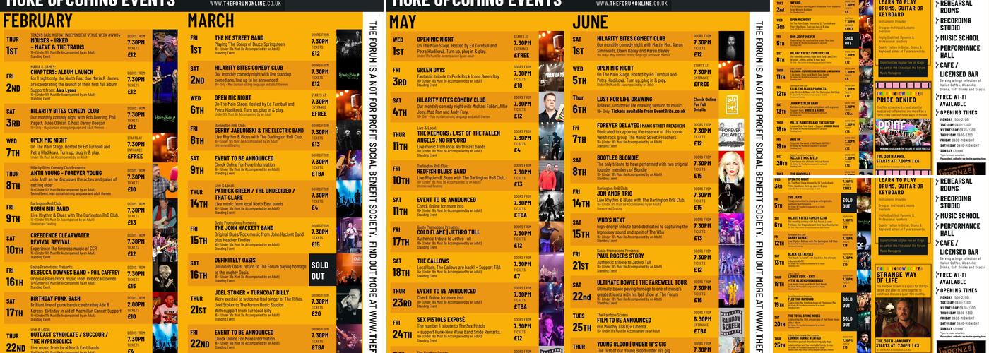 The Forum Music Studios Menu