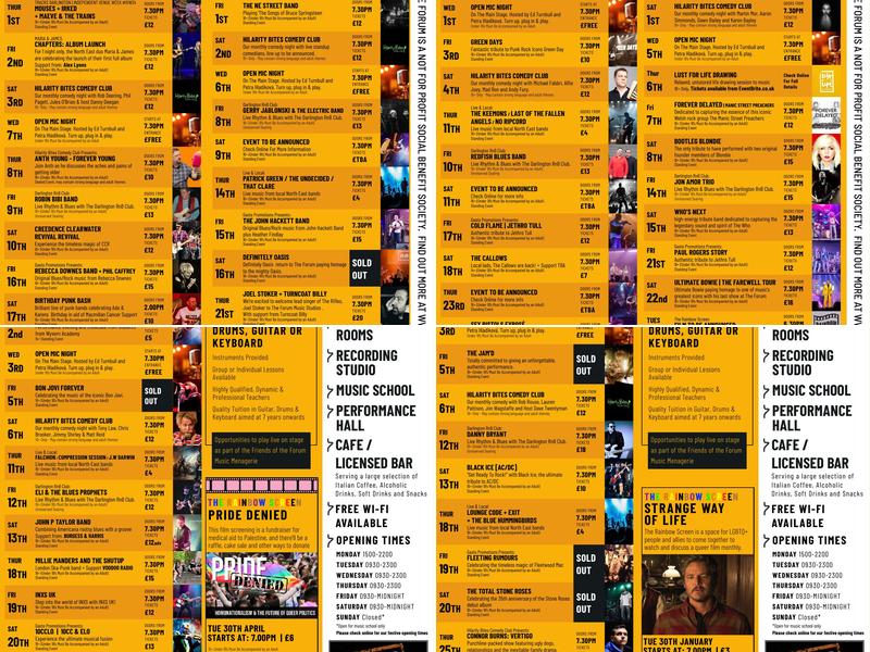 The Forum Music Studios Menu