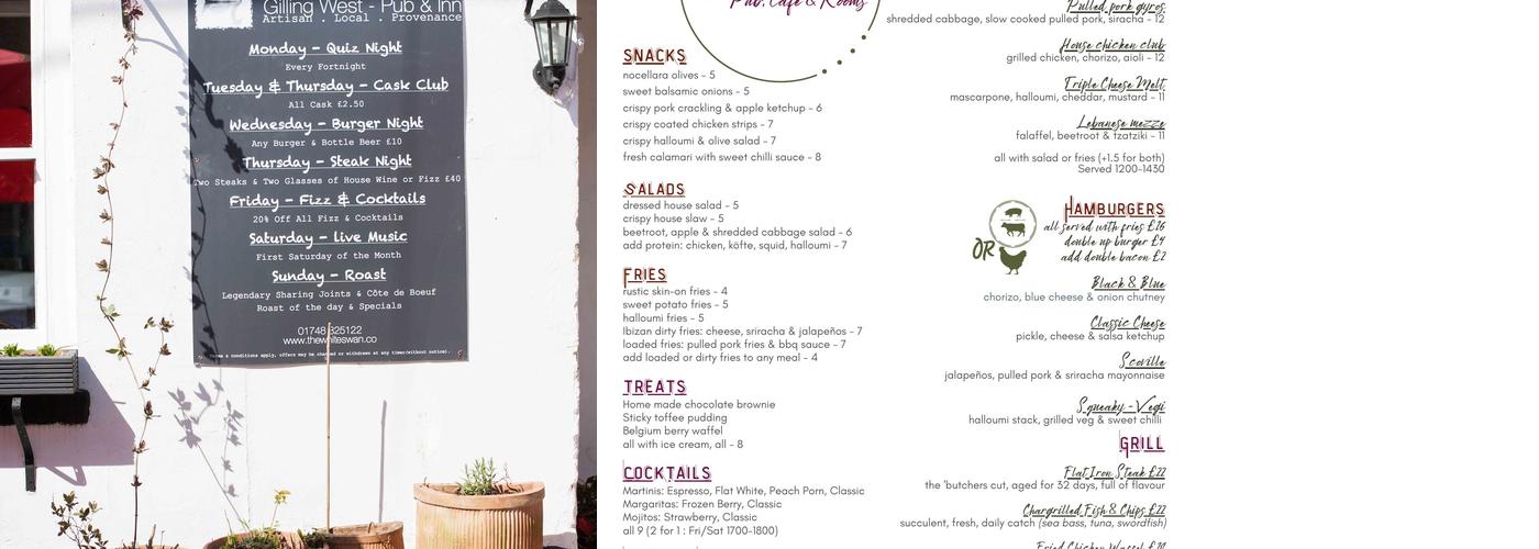 The White Swan Menu