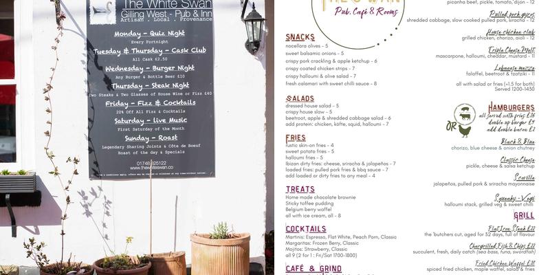 The White Swan Menu
