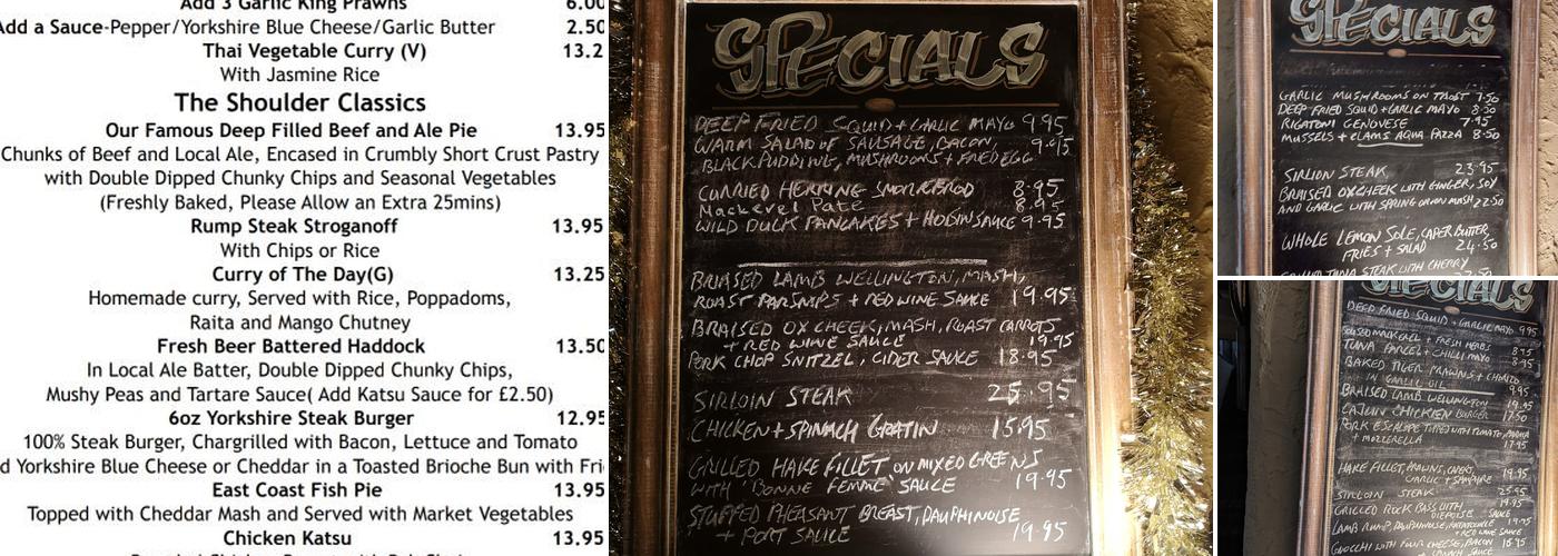 Shoulder of Mutton Inn Menu