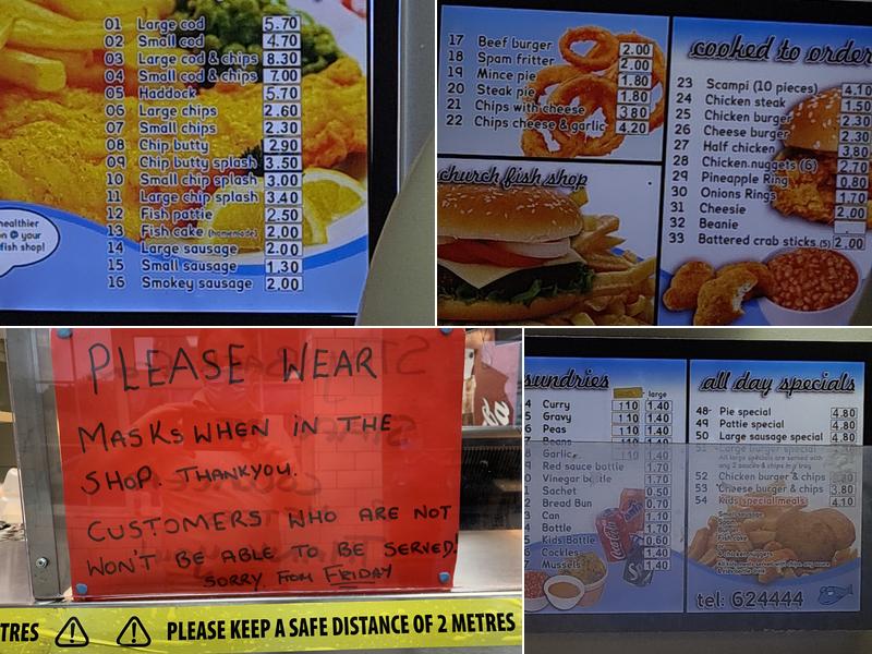 Church Fish Shop Menu