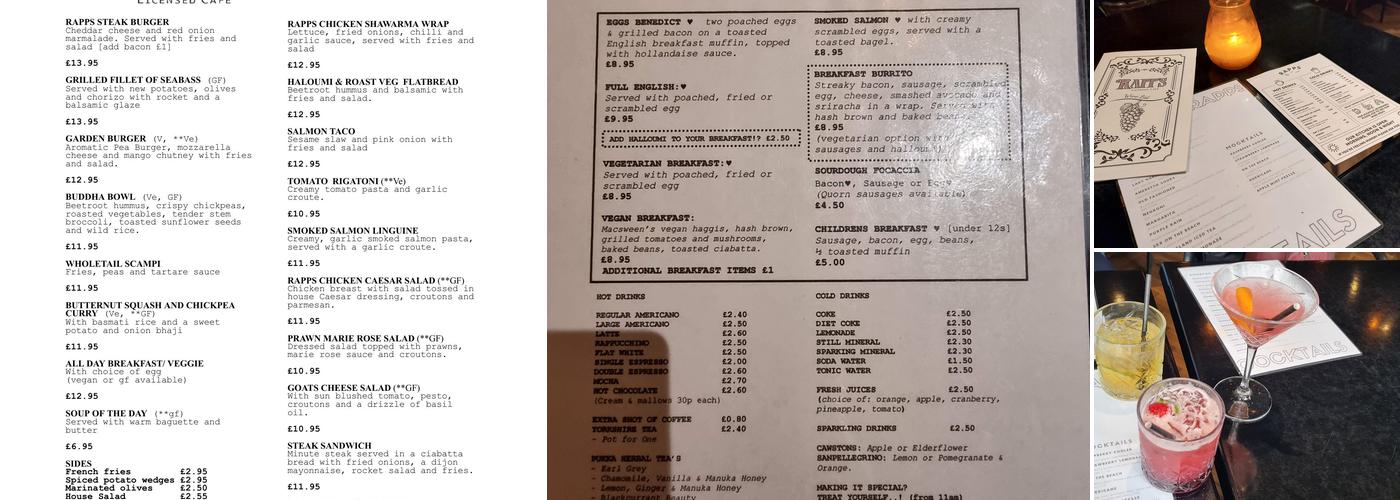 Rapps Cafe Menu