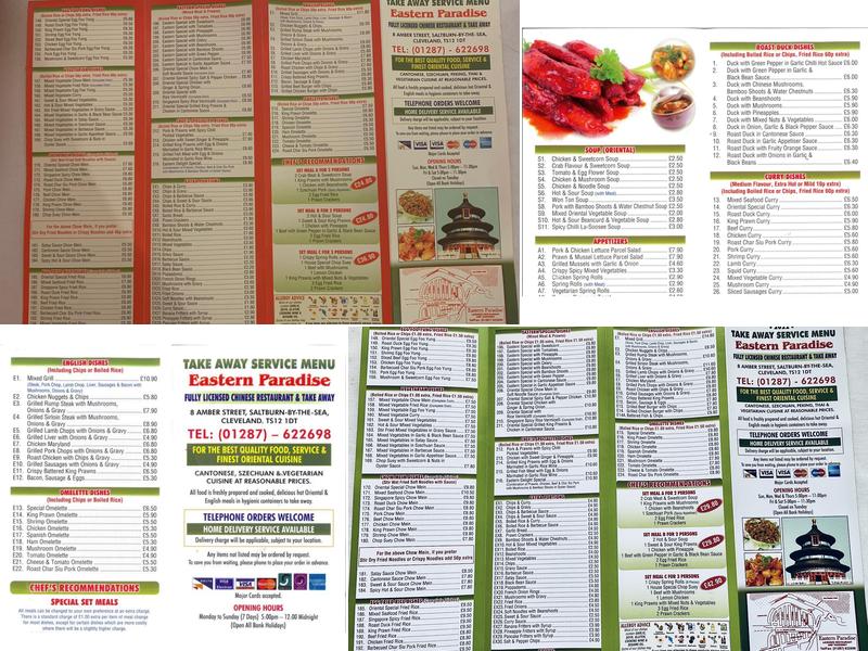 Eastern Paradise Menu