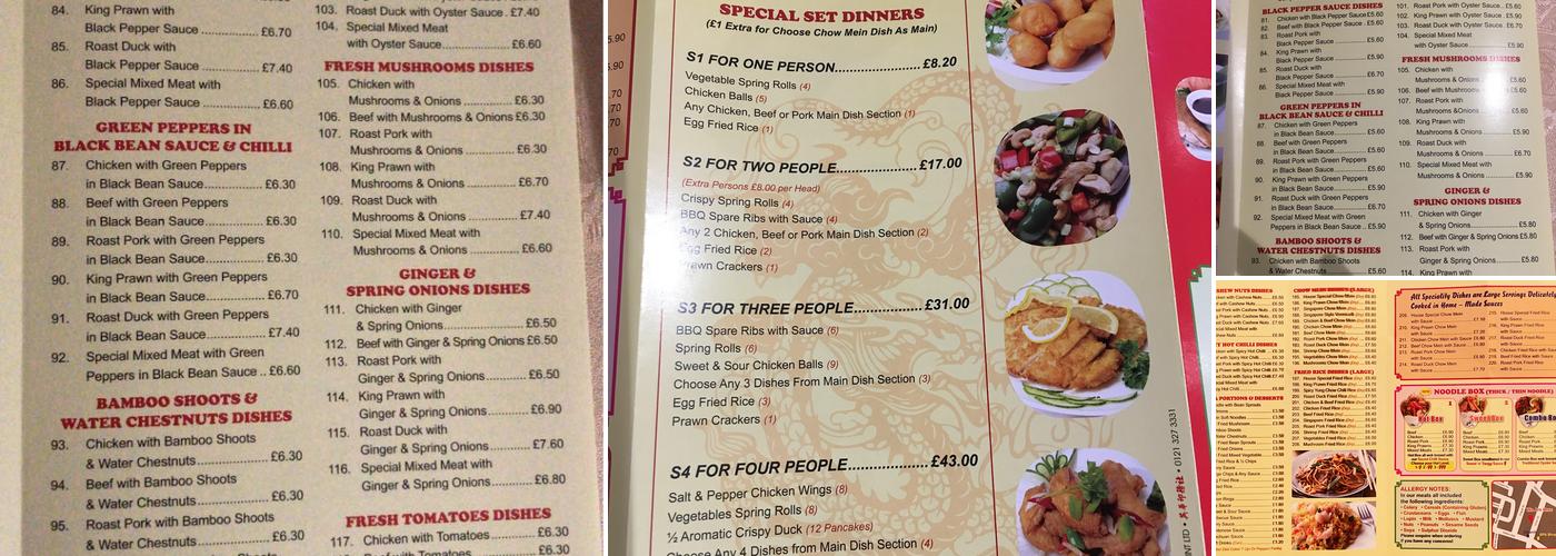 Golden Dragon Menu