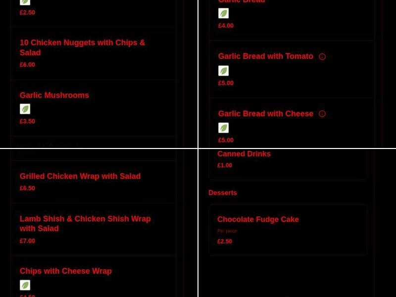 Alabama Fast Food Menu