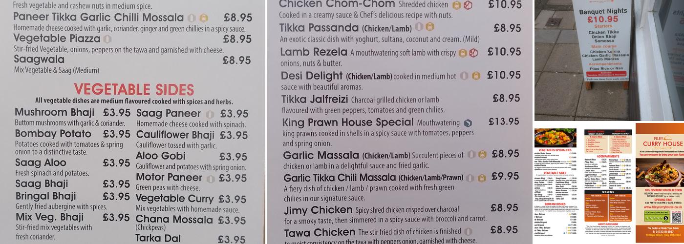 Filey Curry House Menu