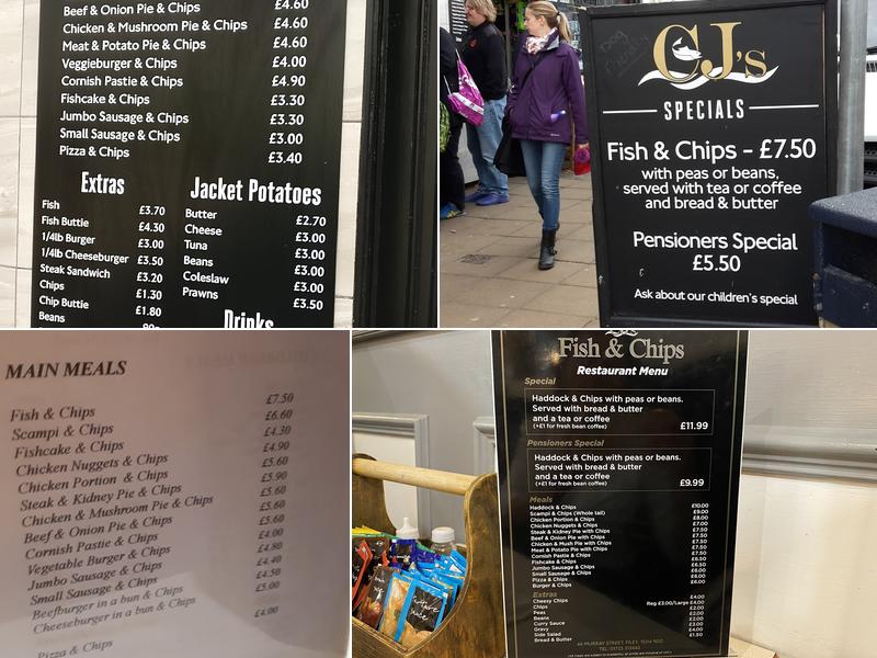 C J's Fish & Chips Menu