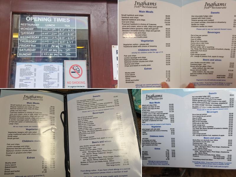 Inghams Fish Restaurant Menu
