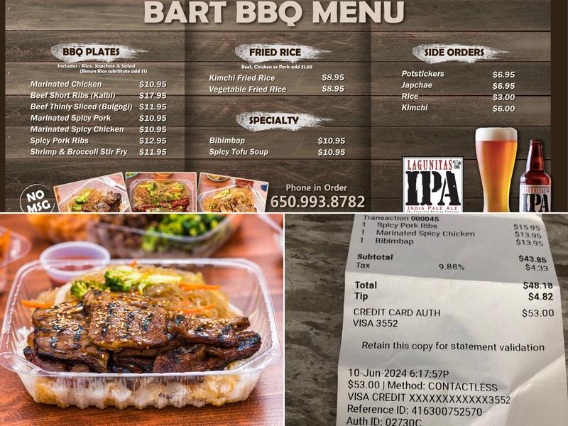 Bart Grocery Menu