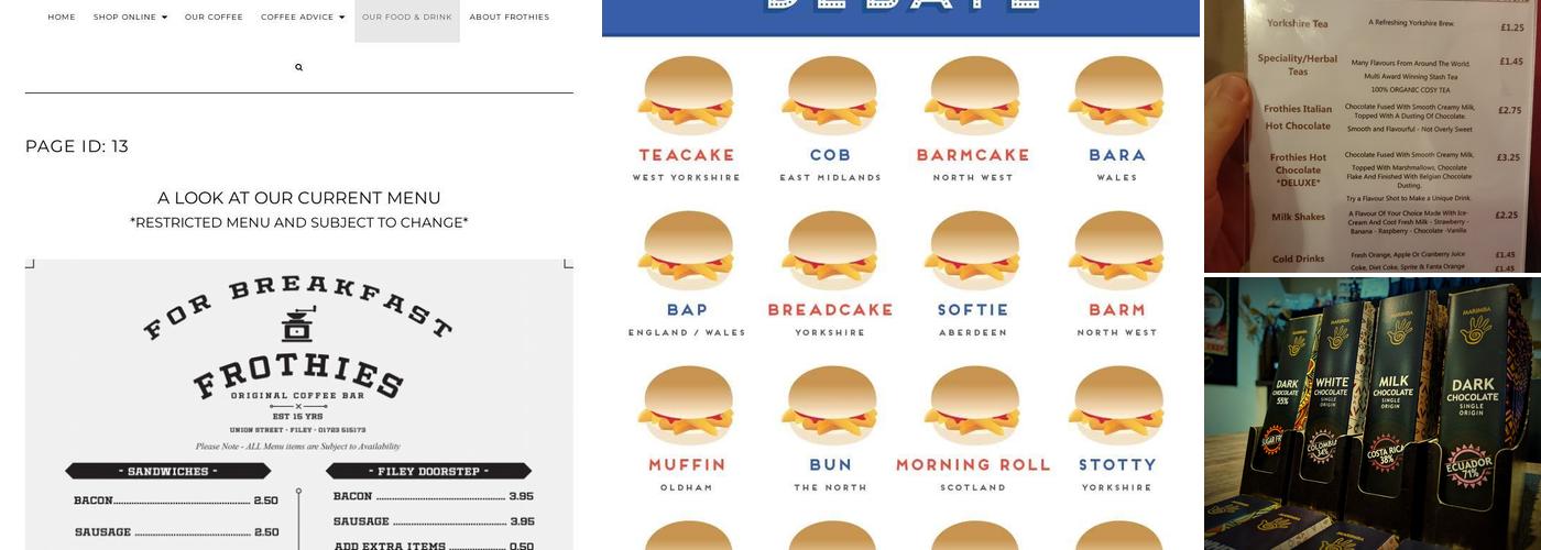 Frothies Coffee Menu