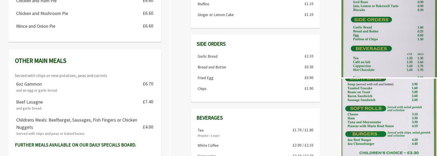 The Pines Coffee Lounge & Diner Menu