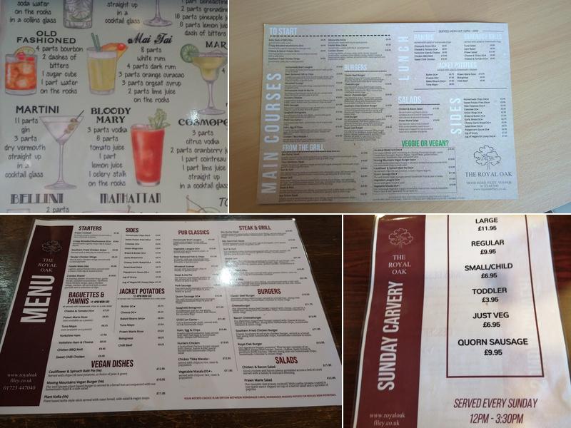 Royal Oak Pub Menu