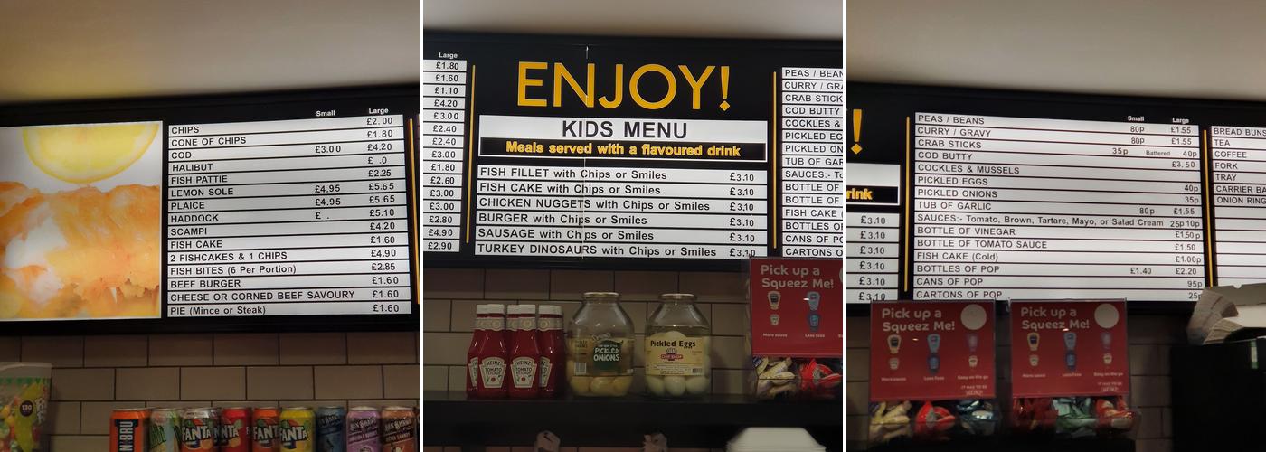 Clems Fish Restaurant Menu