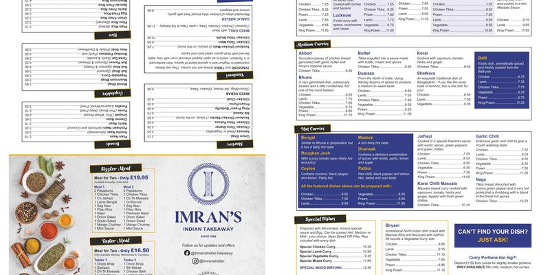 Imran's Indian Menu