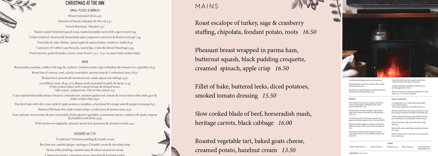 The Five Dials Inn Menu