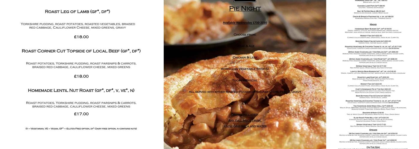 The Hankridge Arms Menu
